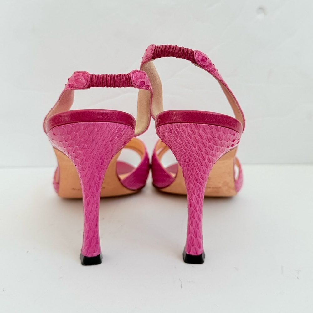 Manolo Blahnik Pink Python Snakeskin Callasli Cri… - image 5
